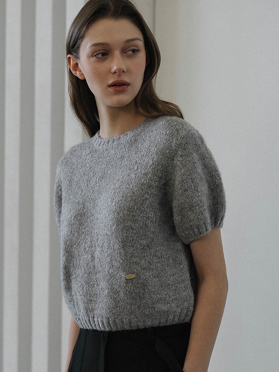 DEHEVE Half Sleeve Sophisticated Versatile Knit [Gray]