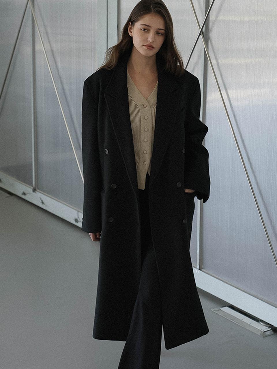 DEHEVE Overfit Premium Long Coat [Black]