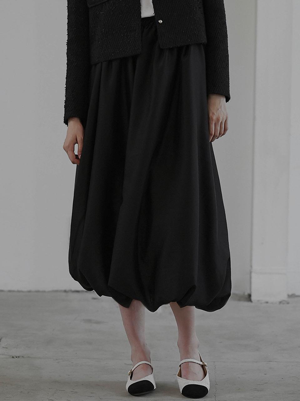DEHEVE Pumpkin Long Elastic Polyester Skirt [Black]