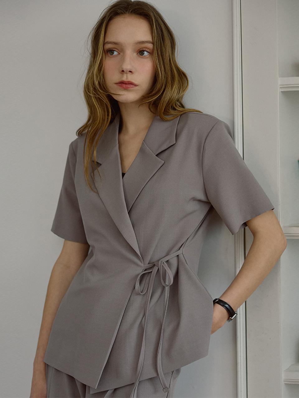 DEHEVE Tailored Wrap Blazer [Gray]