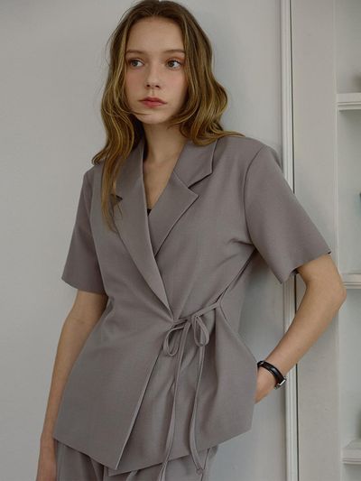 DEHEVE Tailored Wrap Blazer [Gray]