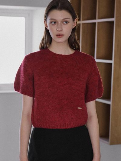 DEHEVE Wool Blend Half Sleeve Knit [RED]
