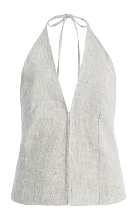 Deiji Studios Deiji Studios Close Striped Linen Halter Top
