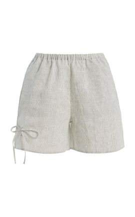 Deiji Studios Deiji Studios Eyelet Striped Linen Shorts