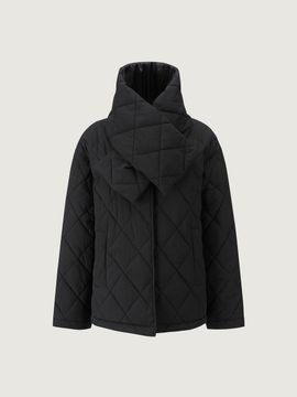DEKAVV Quilting Hooded Short Padded Jacket Black