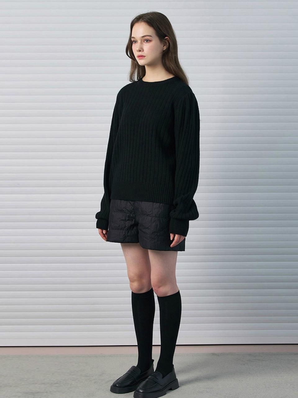 DEKAVV Ribbed loose fit pull-over knitwear Black_K244KSK