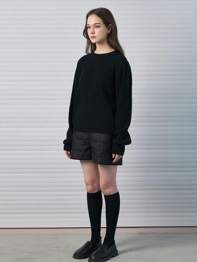 DEKAVV Ribbed loose fit pull-over knitwear Black_K244KSK