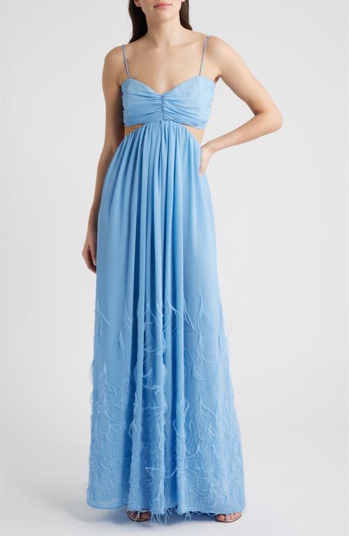Delfi Collective Delfi Collective Eli Cutout Feather Trim Gown