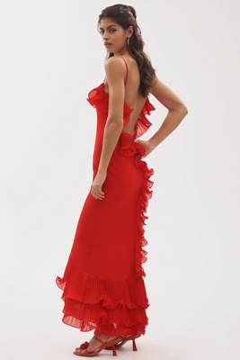 white christmas dresses Santiago Cut-Out Ruffle Maxi Dress Blush