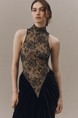 chinese dress ladies Dollytang Hepburn Strapless Patchwork Gauze Bandage Maxi Dress – dollytang main image 0