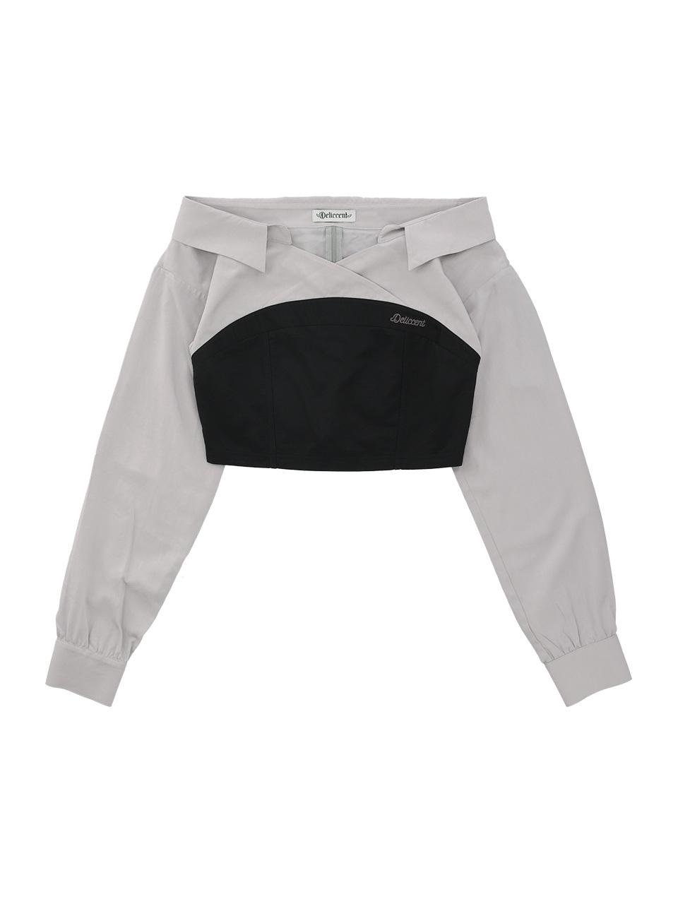 DELICCENT an open shoulder shirt [GRAY]