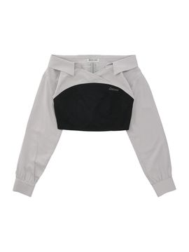 DELICCENT an open shoulder shirt [GRAY]