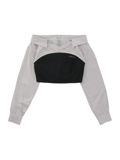 DELICCENT an open shoulder shirt [GRAY]