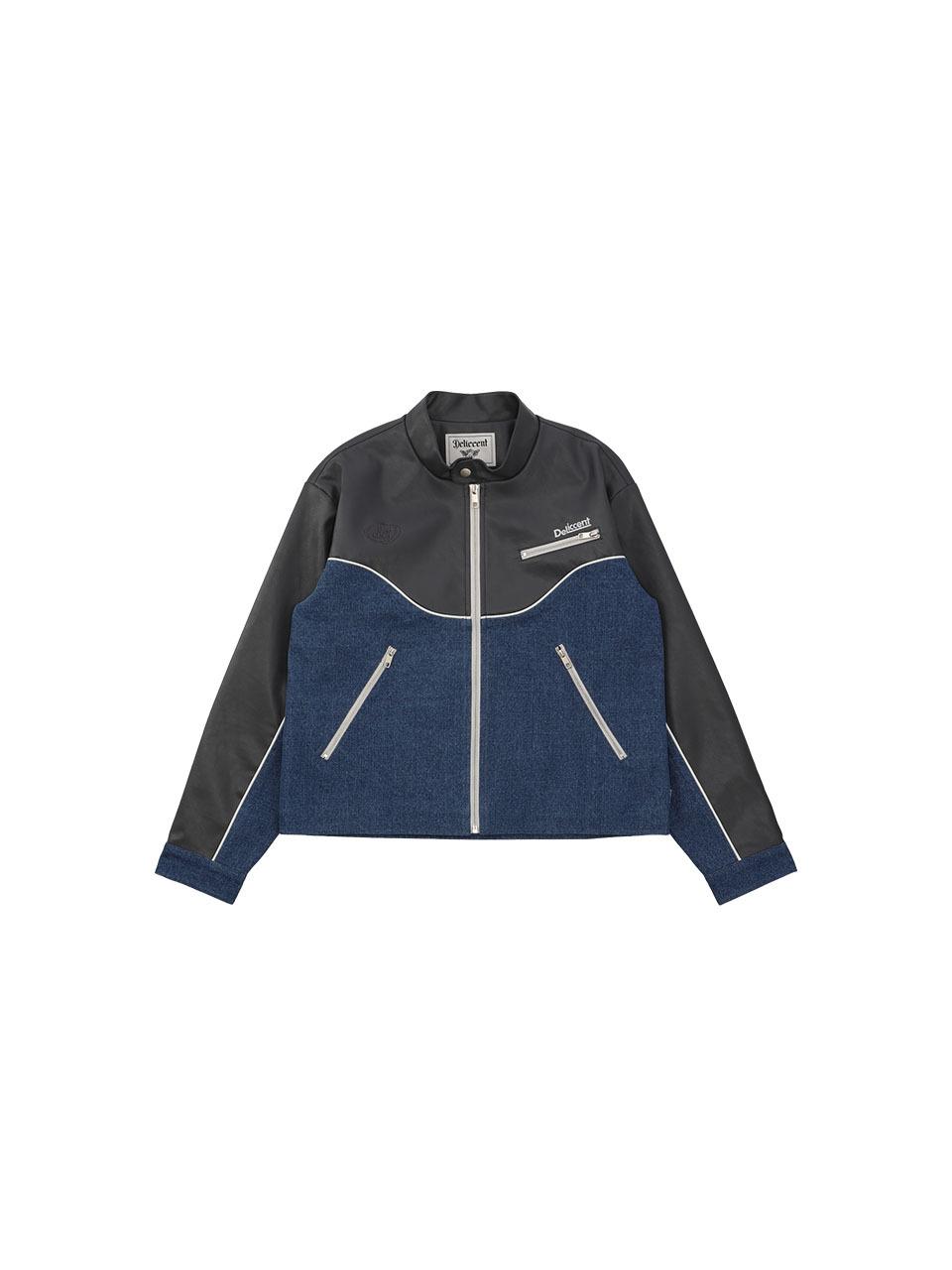 DELICCENT Biker Leather Jacket [BLUE]