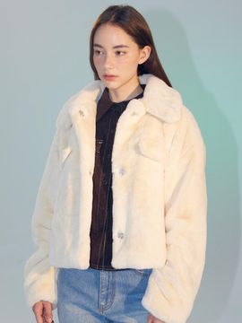 DELICCENT Eco fur half jacket [CREAM]