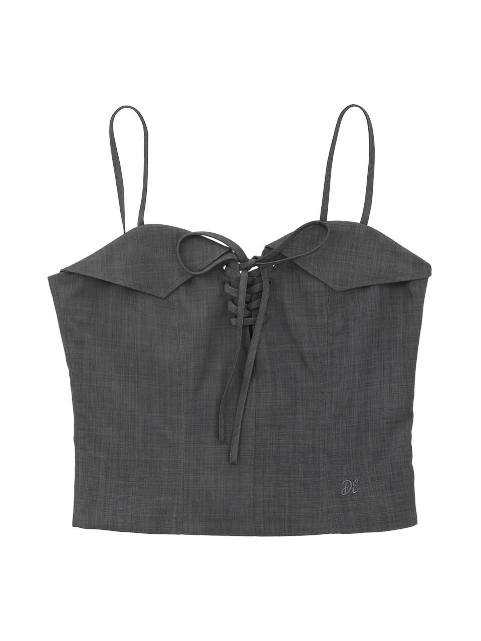DELICCENT Lace-up bustier [CHARCOAL]