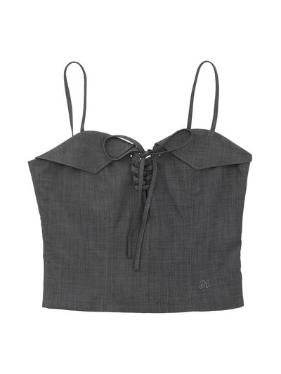 DELICCENT Lace-up bustier [CHARCOAL]