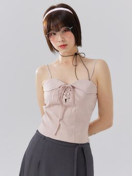 DELICCENT Lace-up bustier [PINK]
