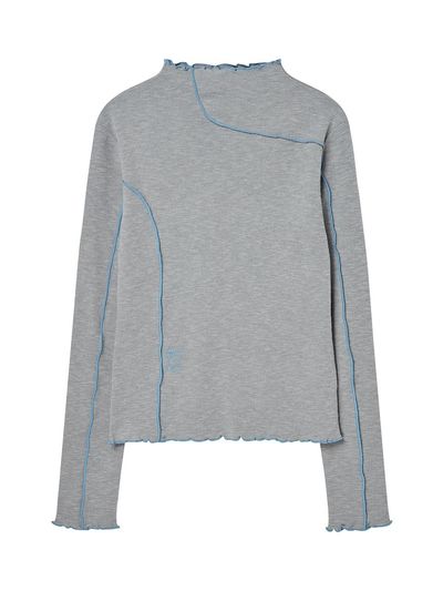 DELICCENT Line half-neck turtleneck [GRAY]