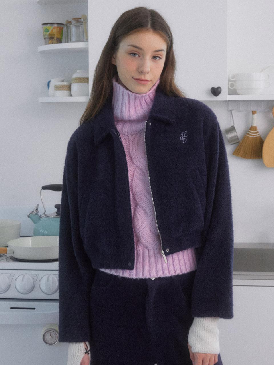 DELICCENT Merrin Texture Blouson Jumper [NAVY]