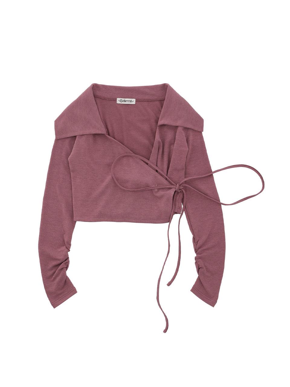 DELICCENT Open Shoulder Wrap T-Shirt [INDIE PINK]