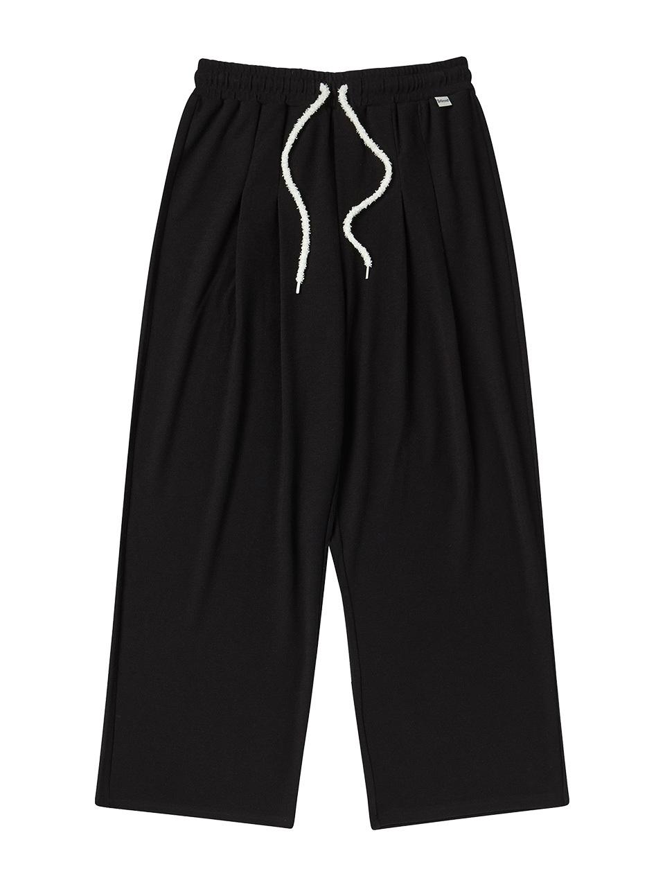 DELICCENT Ribbed two-tuck wide pants [BLACK]
