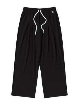 DELICCENT Ribbed two-tuck wide pants [BLACK]