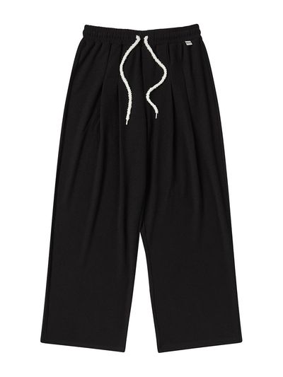 DELICCENT Ribbed two-tuck wide pants [BLACK]