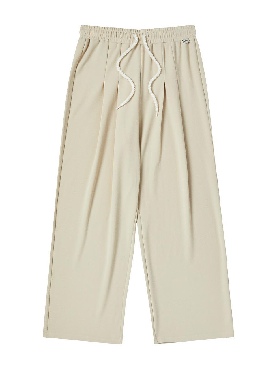 DELICCENT Ribbed two-tuck wide pants [IVORY]