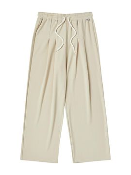 DELICCENT Ribbed two-tuck wide pants [IVORY]