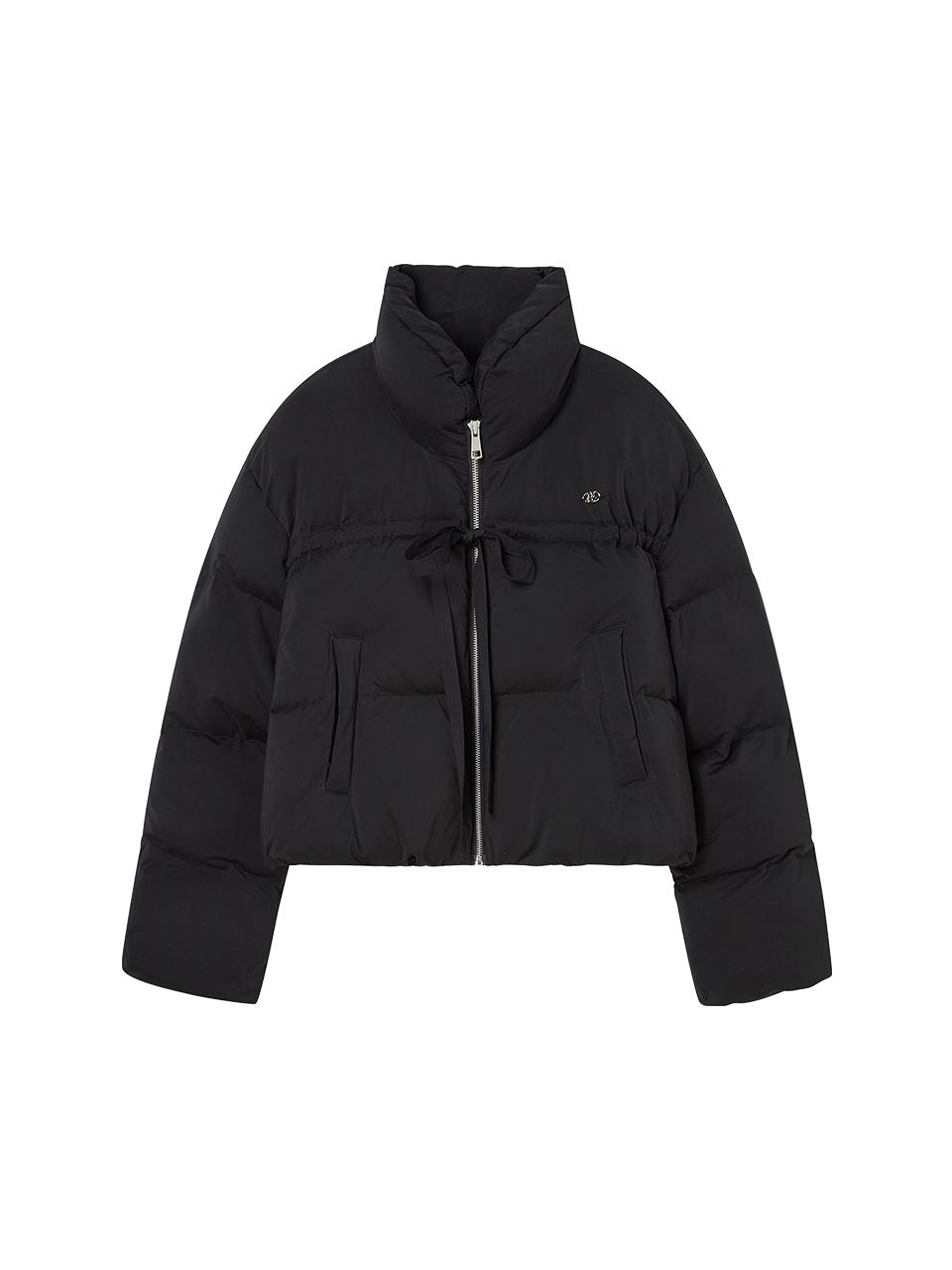 DELICCENT Ribbon High-Neck Puffer [BLACK]