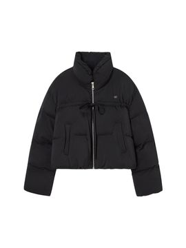 DELICCENT Ribbon High-Neck Puffer [BLACK]