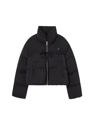 DELICCENT Ribbon High-Neck Puffer [BLACK]