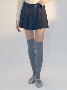 DELICCENT Shepherd's checkered mini skirt [GRAY]