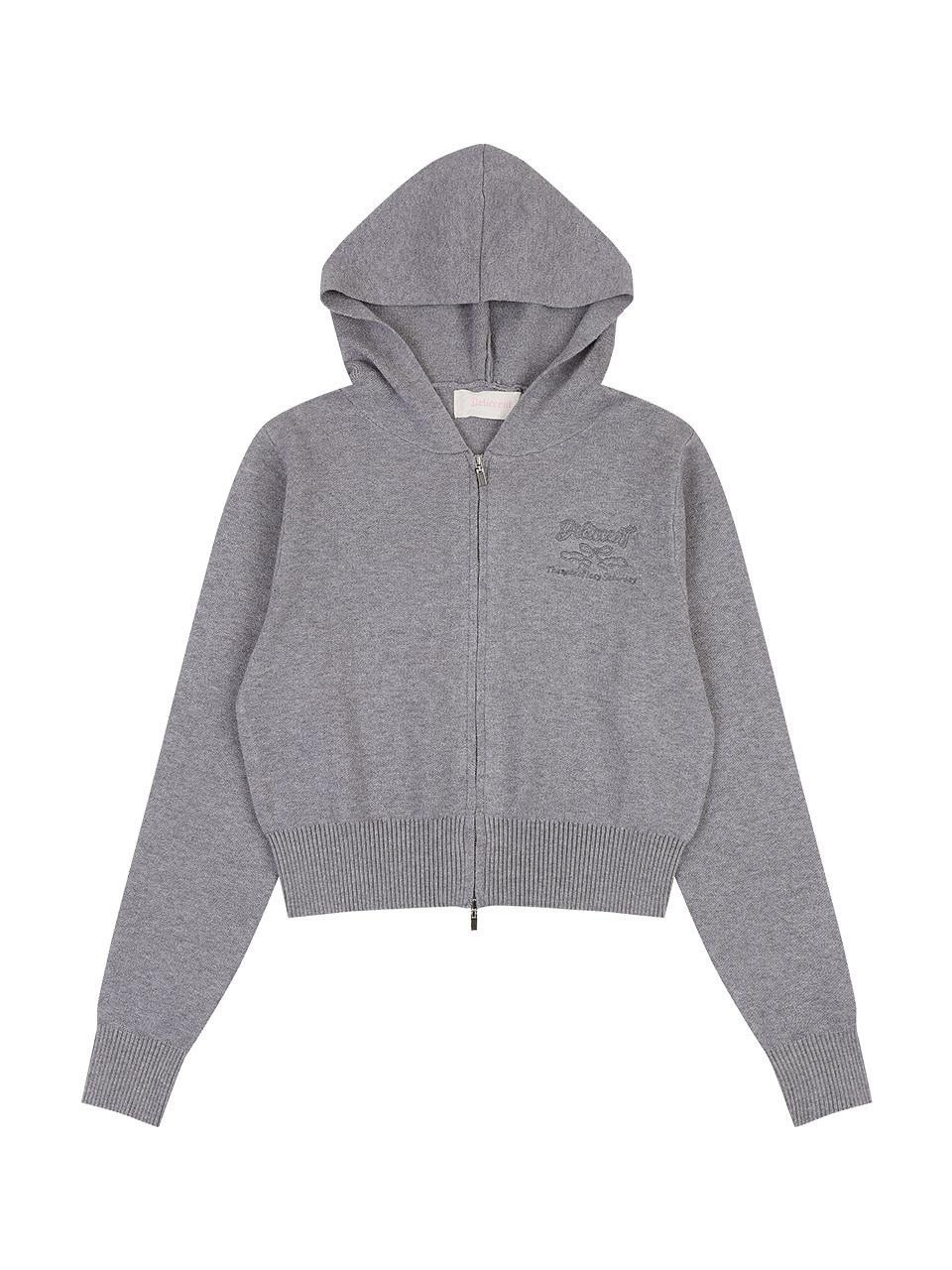 DELICCENT Soft Hooded Zip-Up Cardigan [GRAY]