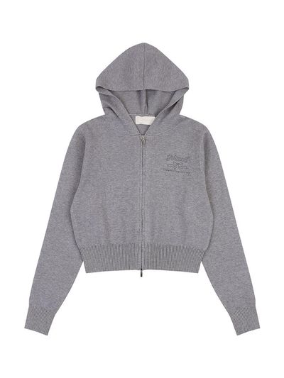 DELICCENT Soft Hooded Zip-Up Cardigan [GRAY]