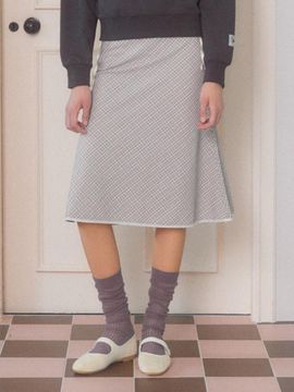 DELICCENT Some Check Skirt [LIGHT GRAY]