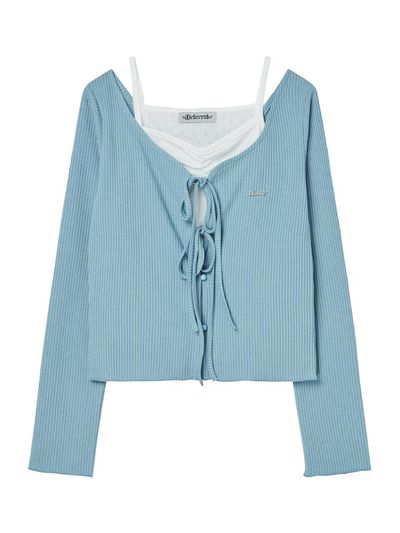 DELICCENT Two-to-string cardigan set [SKY BLUE]