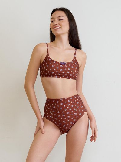 DELIGHTPOOL Rustic Garden BIKINI Bottom - Cocoa Bloom
