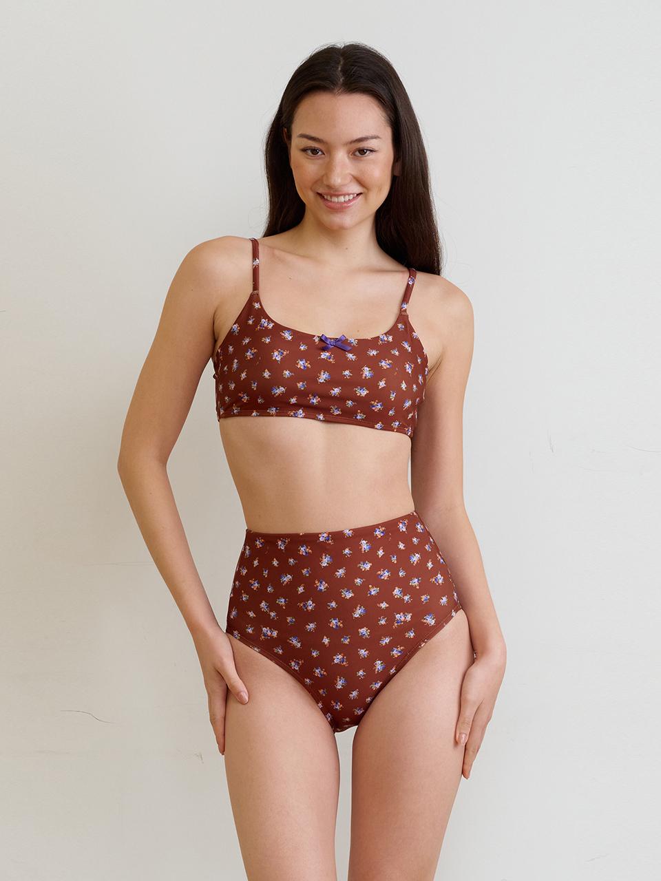 DELIGHTPOOL Rustic Garden BIKINI Top - Cocoa Bloom