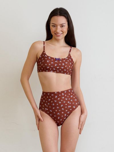 DELIGHTPOOL Rustic Garden BIKINI Top - Cocoa Bloom