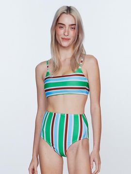 DELIGHTPOOL Sunburst Stripe Bikini Top - Clover Green