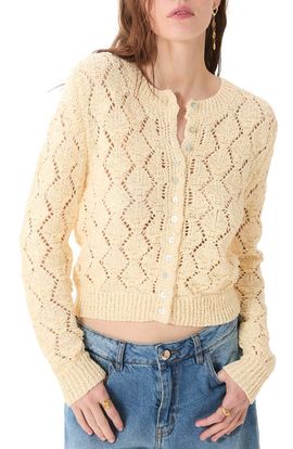 DELUC DELUC Cerdena Pointelle Cotton Blend Cardigan