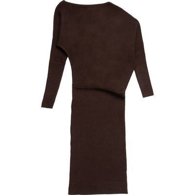 DELUC DELUC Elijah One-Shoulder Long Sleeve Midi Sweater Dress