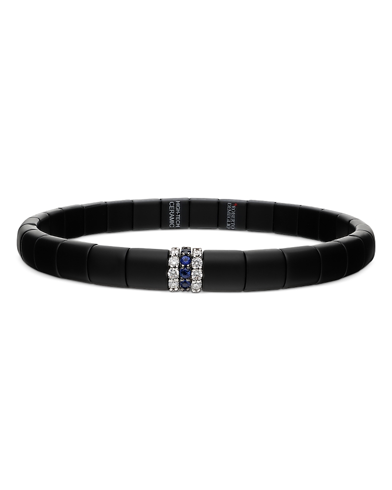 Demeglio Demeglio 18K White Gold & Black Ceramic Diamond & Blue Sapphire Beaded Bracelet