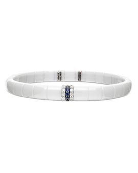 Demeglio Roberto Demeglio 18K White Gold & White Ceramic Blue Sapphire & Diamond Stretch Bracelet