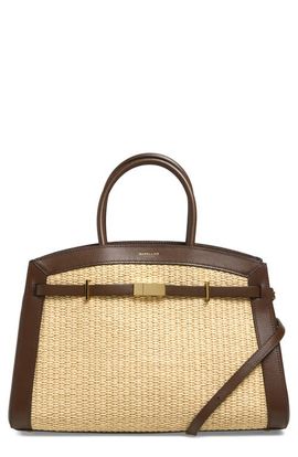 DeMellier DeMellier The Midi Hudson Raffia & Leather Satchel