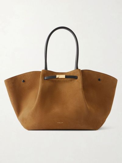 DEMELLIER The New York large leather-trimmed suede tote
