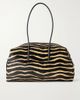 DEMELLIER The Stockholm zebra-print leather-trimmed calf-hair shoulder bag - 1
