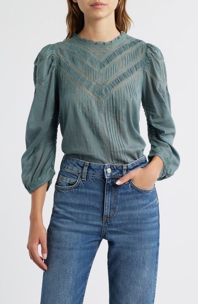 DÔEN DÔEN Adelphine Pleated Lace Organic Cotton Top